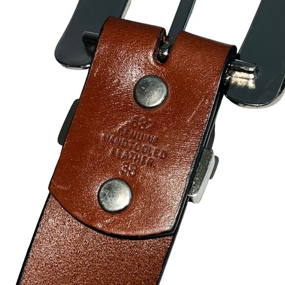 3-D Rhinestone Hand Tooled Hand Painted Leather Belt Bling Buckle Retro 38 main image 12